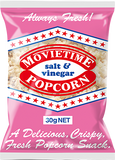 Movietime salt and vinegar popcorn, 30g snack packs, carton of 24