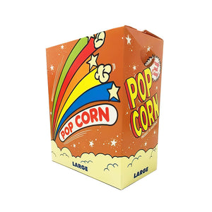 Large rainbow popcorn boxes with fold-down lids, carton of 250