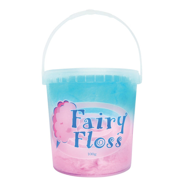 Ready-made pink and blue fairy floss, 100g tubs, carton of 12